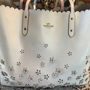 Coach Leather Tote - Appliqué Flower Details